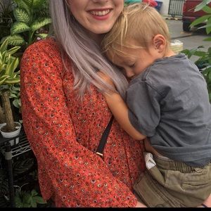 Abercrombie and Fitch orange off the shoulder medium top